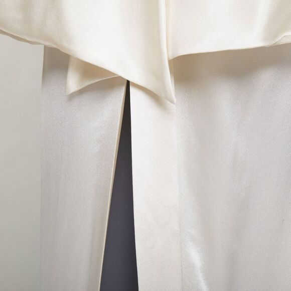 SAINT LAURENT 2022 Runway Bridal ivory silk satin draped empire gown FR34 XS - Picture 8 of 9